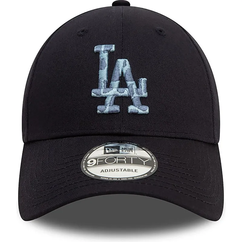 marineblaue-verstellbare-curved-cap-9forty-animal-infill-der-los-angeles-dodgers-mlb-von-new-era