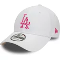 new-era-curved-brim-pink-logo-9forty-seasonal-infill-los-angeles-dodgers-mlb-white-adjustable-cap