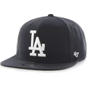 schwarze-snapback-kappe-mit-flachem-schirm-und-weissem-los-angeles-dodgers-mlb-logo-von-47-brand-sure-shot