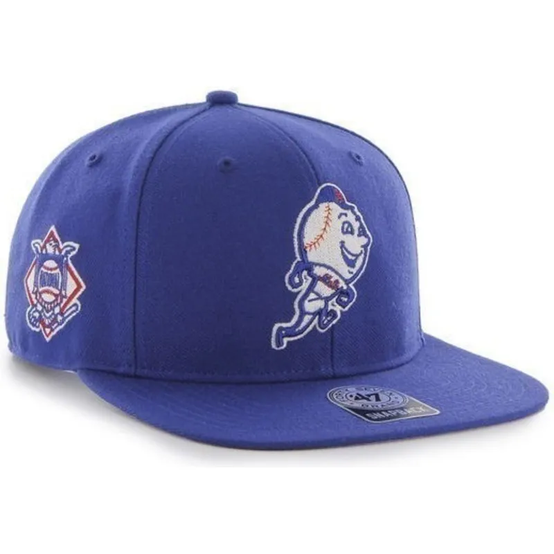 shapka-ploska-sinya-snapbek-mascota-na-new-york-mets-mlb-ot-47-brand