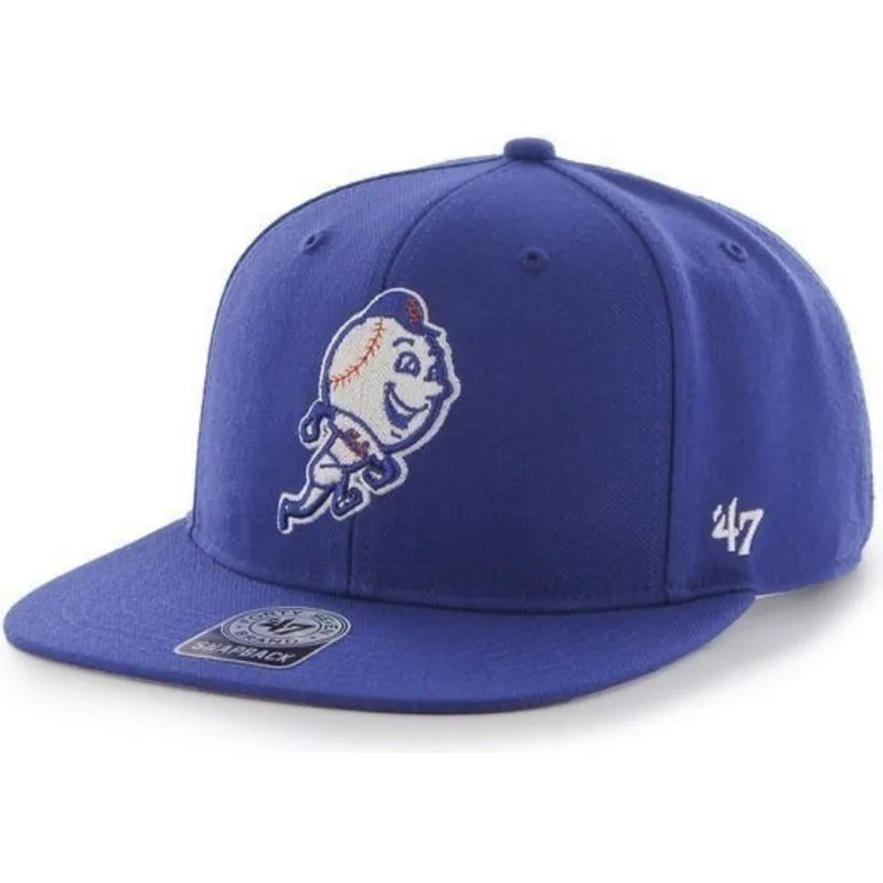 shapka-ploska-sinya-snapbek-mascota-na-new-york-mets-mlb-ot-47-brand
