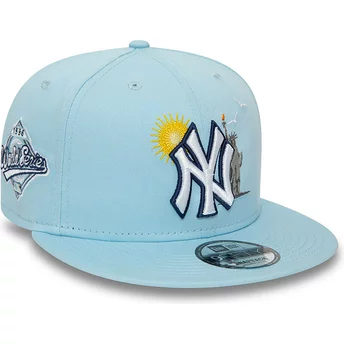 New Era Flat Brim 9FIFTY Summer Icon New York Yankees MLB Light Blue Snapback Cap
