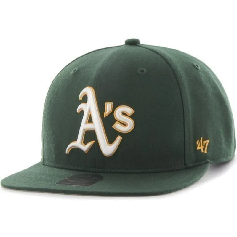 shapka-ploska-zelena-snapbek-na-oakland-athletics-mlb-ot-47-brand