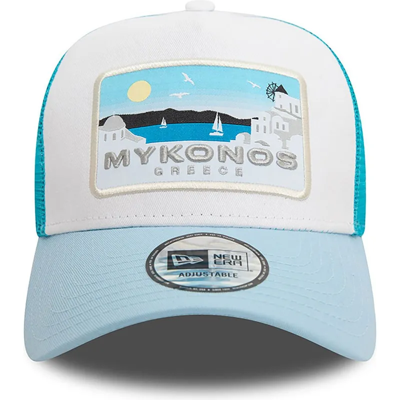 gorra-trucker-blanca-y-azul-a-frame-summer-de-mykonos-ciudades-y-playas-de-new-era