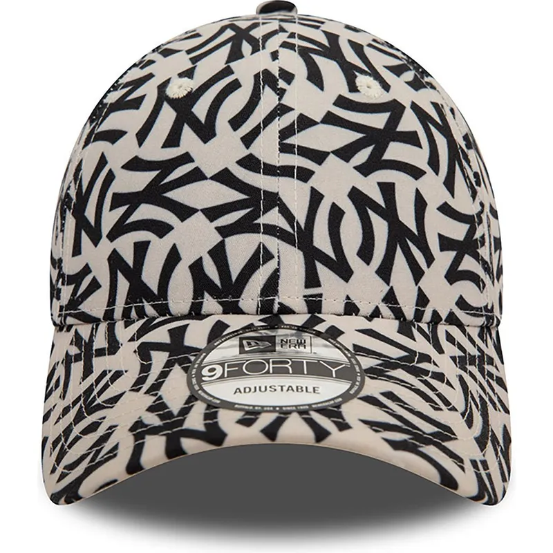 gebogene-beige-und-schwarze-verstellbare-kappe-9forty-monogram-von-new-york-yankees-mlb-von-new-era gebogene-beige-und-schwarze-verstellbare-kappe-9forty-monogram-von-new-york-yankees-mlb-von-new-era
