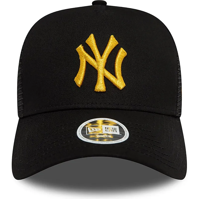 shapka-izvita-traker-cherna-snapbek-a-frame-metallic-na-new-york-yankees-mlb-ot-new-era