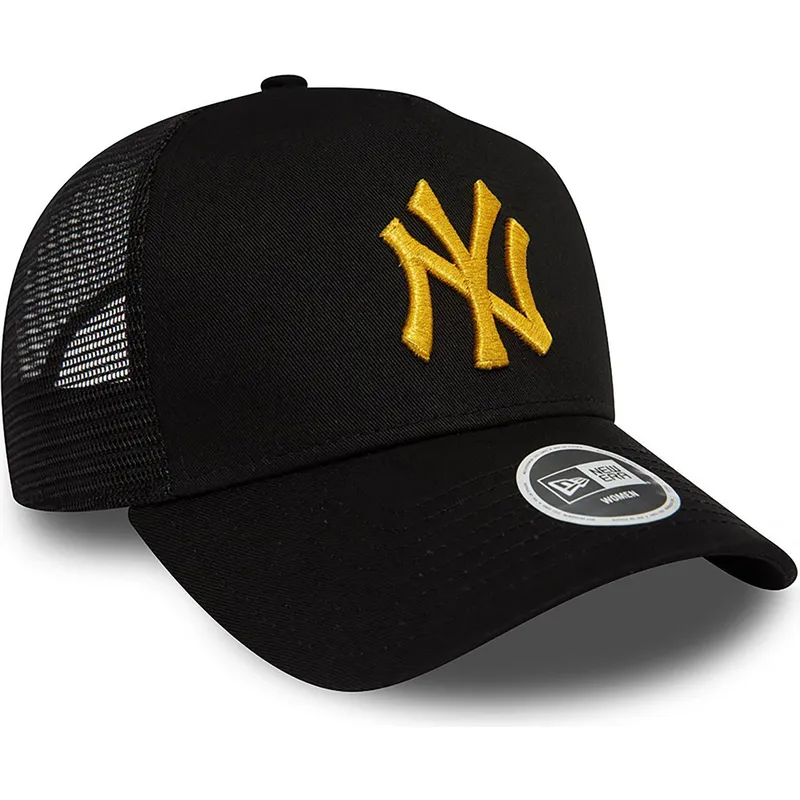 shapka-izvita-traker-cherna-snapbek-a-frame-metallic-na-new-york-yankees-mlb-ot-new-era