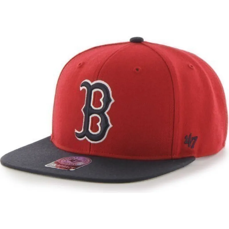 shapka-ploska-chervena-snapbek-na-boston-red-sox-mlb-ot-47-brand