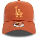 casquette-trucker-marron-et-blanche-a-frame-seasonal-infill-los-angeles-dodgers-mlb-new-era