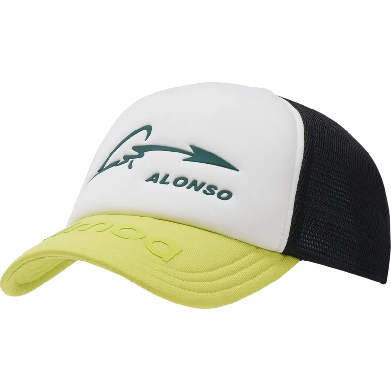 hvid-sort-og-gul-justerbar-trucker-kasket-aston-martin-f1-team-x-kimoa