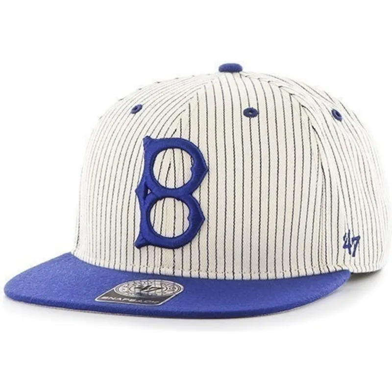 shapka-ploska-byala-snapbek-rayas-na-los-angeles-dodgers-mlb-ot-47-brand