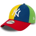 mehrfarbige-verstellbare-gebogene-kappe-fur-kinder-9forty-block-new-york-yankees-mlb-von-new-era