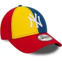 mehrfarbige-verstellbare-gebogene-kappe-fur-kinder-9forty-block-new-york-yankees-mlb-von-new-era