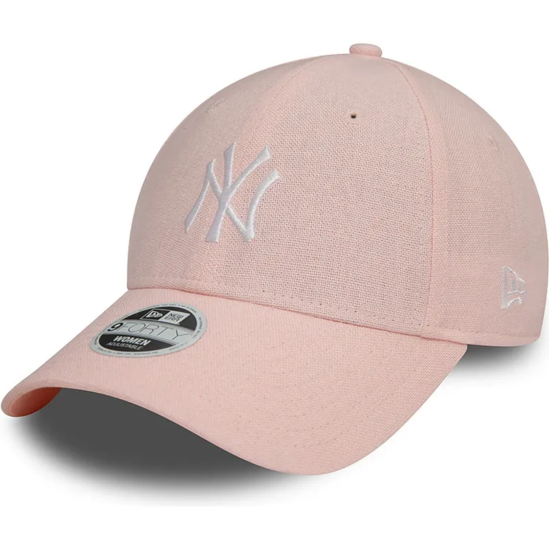 justerbar-pink-buet-kasket-til-kvinder-9forty-linen-new-york-yankees-mlb-fra-new-era