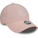 gebogene-rosa-verstellbare-damenkappe-9forty-linen-der-new-york-yankees-mlb-von-new-era