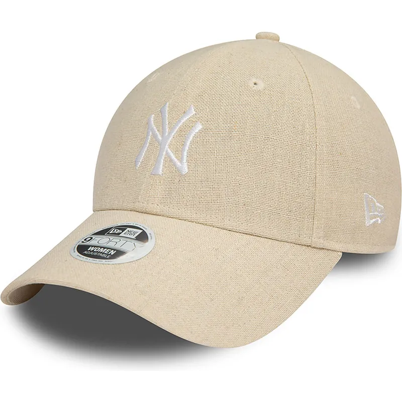 shapka-izvita-bezhov-reguliruem-9forty-linen-na-new-york-yankees-mlb-ot-new-era