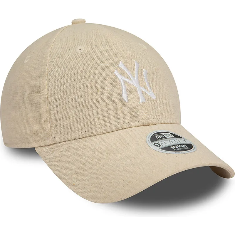 shapka-izvita-bezhov-reguliruem-9forty-linen-na-new-york-yankees-mlb-ot-new-era