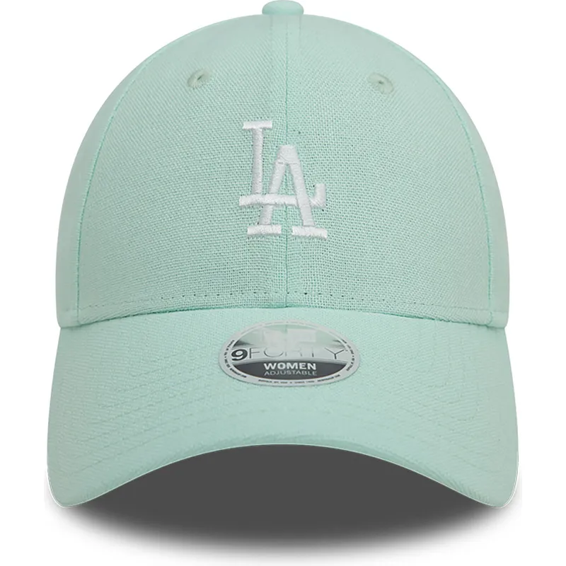 gron-justerbar-curved-kasket-til-kvinder-9forty-linen-fra-los-angeles-dodgers-mlb-fra-new-era