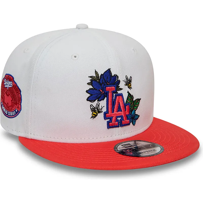los-angeles-dodgers-mlb-new-era-9fifty-floral-hvid-og-rod-snapback-fladskaerm-kasket