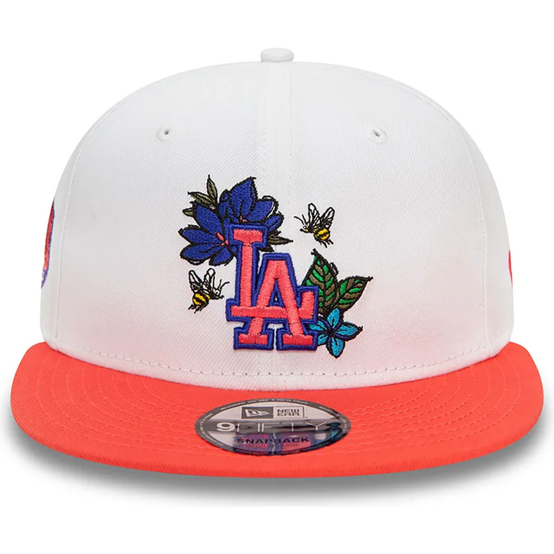 weisse-und-rote-flache-snapback-kappe-9fifty-floral-der-los-angeles-dodgers-mlb-von-new-era