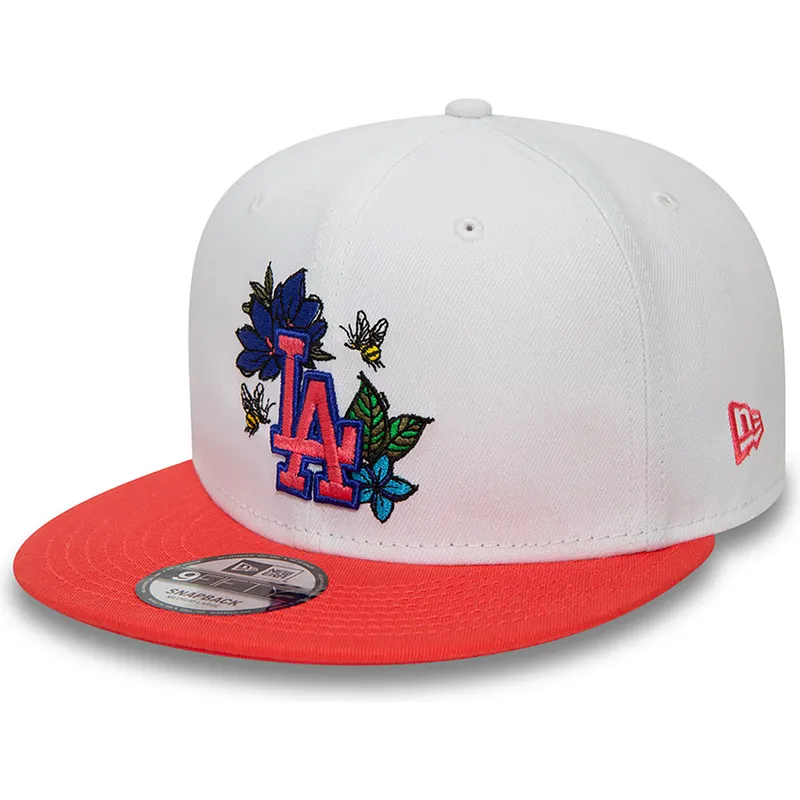 los-angeles-dodgers-mlb-new-era-9fifty-floral-hvid-og-rod-snapback-fladskaerm-kasket
