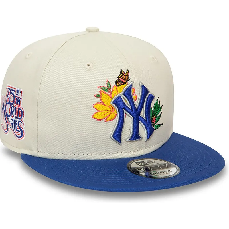 weisse-und-blaue-flache-snapback-kappe-9fifty-floral-der-new-york-yankees-mlb-von-new-era