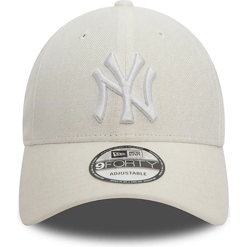 shapka-izvita-byala-reguliruem-9forty-linen-na-new-york-yankees-mlb-ot-new-era