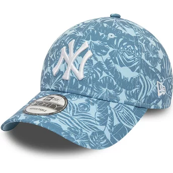 Gorra curva azul ajustable 9FORTY Summer All Over Print de New York Yankees MLB de New Era