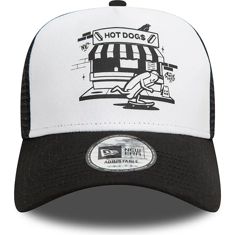shapka-izvita-traker-cherna-snapbek-a-frame-graphic-na-hot-dog-new-york-ot-new-era