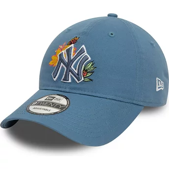 Gorra curva azul ajustable 9TWENTY Floral de New York Yankees MLB de New Era