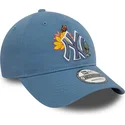 new-era-new-york-yankees-mlb-9twenty-floral-verstellbare-blaue-kappe-mit-gebogenem-schirm