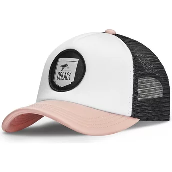Gorra trucker blanca, negra y rosa Classic de Oblack
