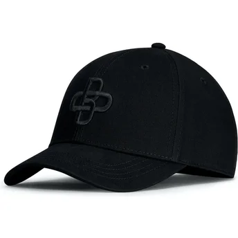 Schwarze verstellbare Baseballkappe mit gebogenem Schirm und schwarzem Logo von Oblack