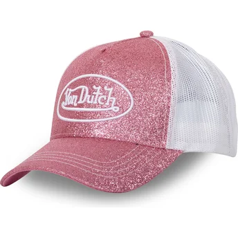 Καπέλο trucker ροζ και λευκό GLITTER P της Von Dutch