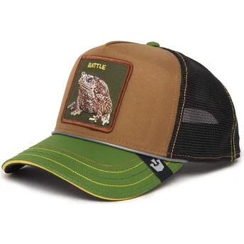 Gorra trucker marrón, negra y verde sapo Battle Rash, Zits, and Pimple Insert Coin Vol.2 The Farm de Goorin Bros.