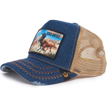 Gorra trucker azul y beige caballo Ride Or Die Model No. 21D302D13 Rodeo The Farm de Goorin Bros.