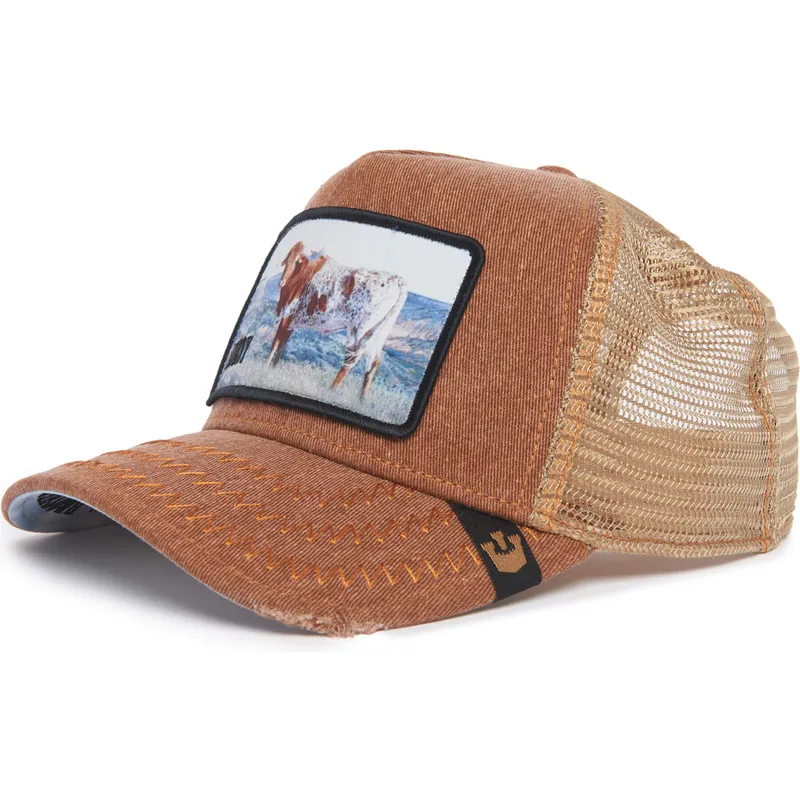 shapka-izvita-kafyav-snapback-na-gorra-trucker-marron-buey-horny-model-no-h02ny-rodeo-the-farm-the-farm-ot-goorin-bros