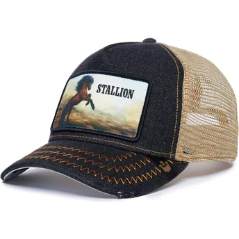 Gorra trucker negra y beige caballo Stallion Model No. 5741110N Rodeo The Farm de Goorin Bros.