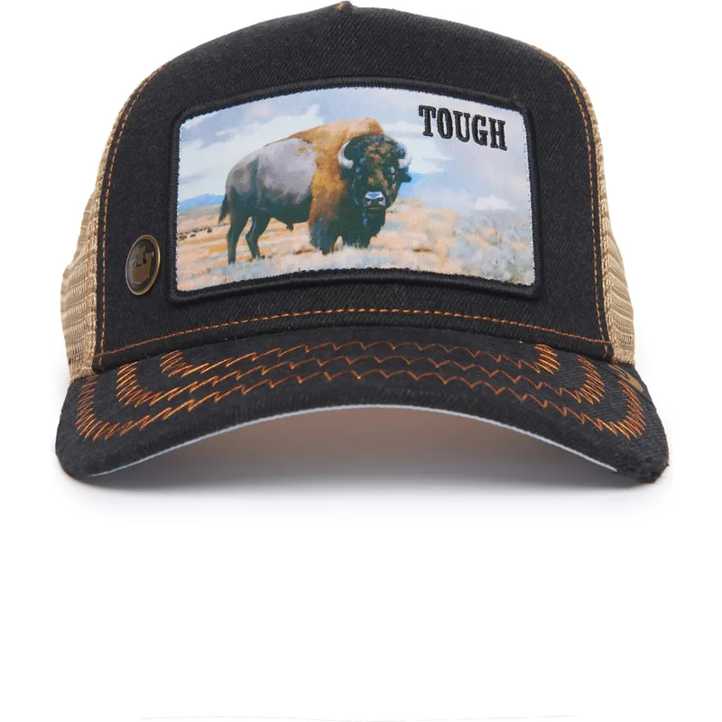 sort-og-beige-trucker-cap-boffel-tough-model-no-70u9h-rodeo-the-farm-fra-goorin-bros