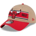braune-und-rote-verstellbare-gebogene-kappe-9twenty-draft-2024-von-chicago-bulls-nba-von-new-era