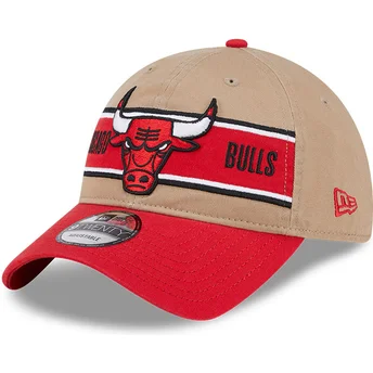 New Era Извита Периферия 9TWENTY Draft 2024 Chicago Bulls NBA Кафява и Червена Регулируема Шапка