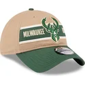 gorra-curva-marron-y-verde-ajustable-9twenty-draft-2024-de-milwaukee-bucks-nba-de-new-era