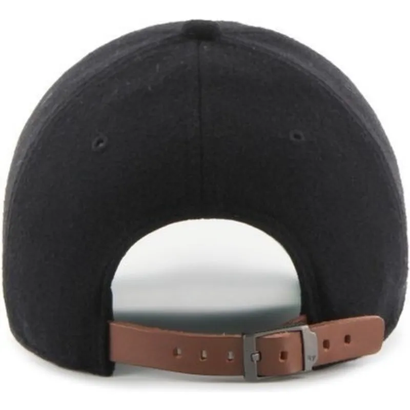 shapka-izvita-cherna-reguliruem-cinta-piel-na-new-york-yankees-mlb-ot-47-brand