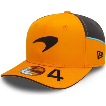 Casquette courbée orange et grise snapback Lando Norris 9FIFTY Original Fit McLaren Racing Formula 1 New Era