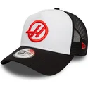 hvid-og-sort-trucker-kasket-e-frame-fra-haas-f1-team-formula-1-af-new-era