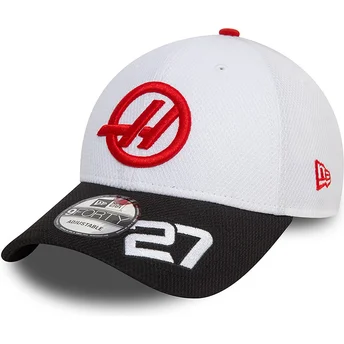 Gorra curva blanca y negra snapback Nico Hulkenberg 9FORTY de Haas F1 Team Formula 1 de New Era