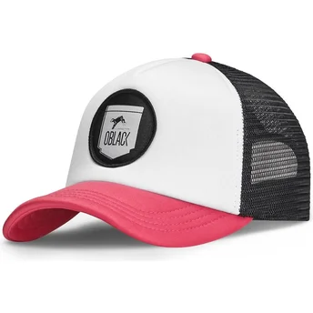 Gorra trucker blanca, negra y rosa Classic de Oblack