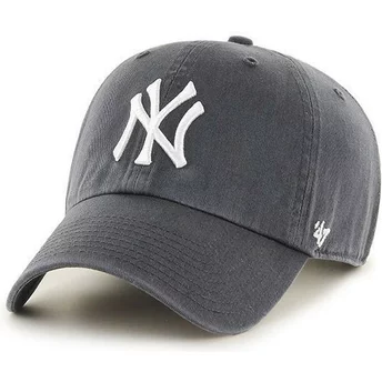 47 Brand Curved Brim Dark GreyNew York Yankees MLB Clean Up Grey Cap