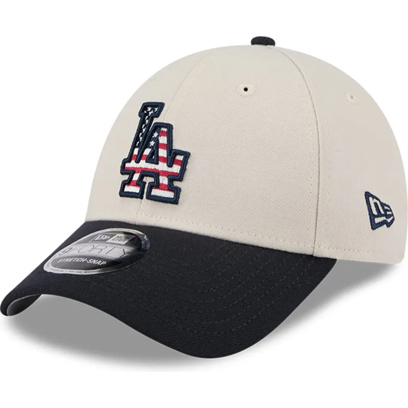 shapka-izvita-bezhov-snapbek-9forty-stretch-snap-4th-of-july-na-los-angeles-dodgers-mlb-ot-new-era
