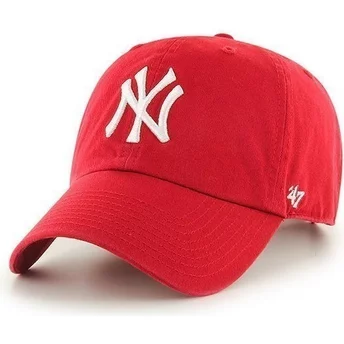 47 Brand Curved Brim New York Yankees MLB Clean Up Red Cap
